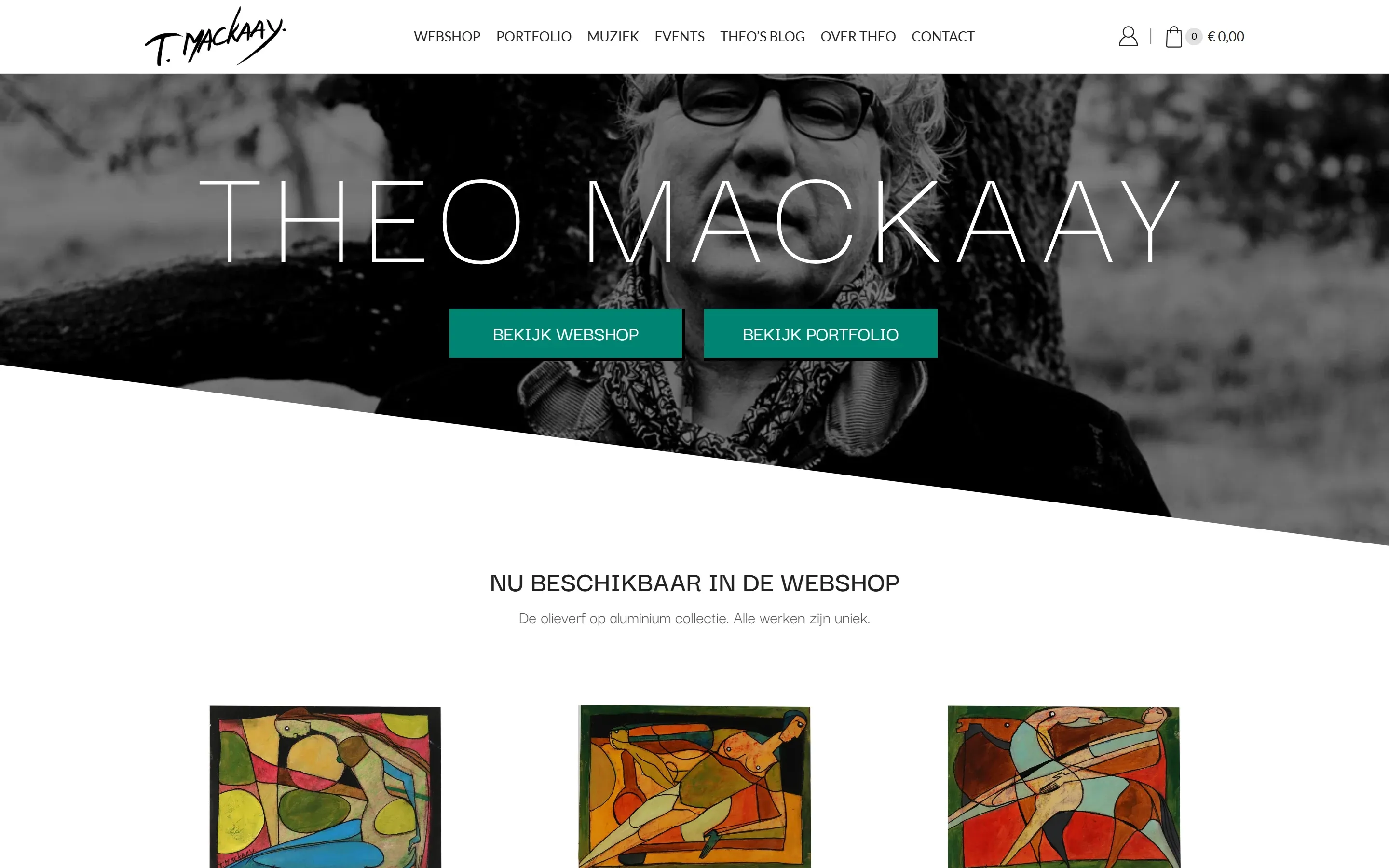 Theo Mackaay: Strakke website met webshop voor een legende