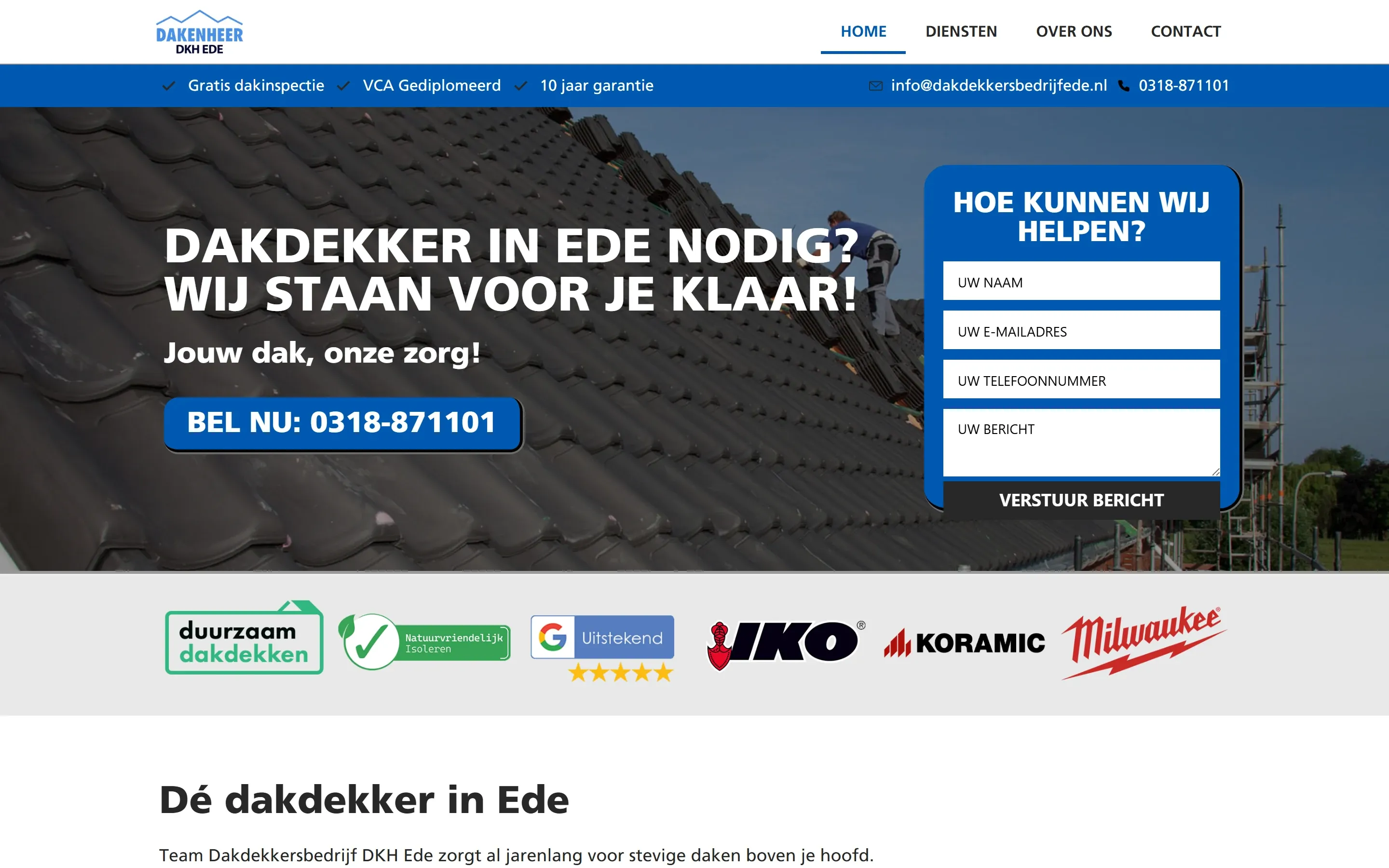 Dakdekkersbedrijf DKH Ede: In 9 maanden van pagina 3 naar top 3, 4x meer aanvragen