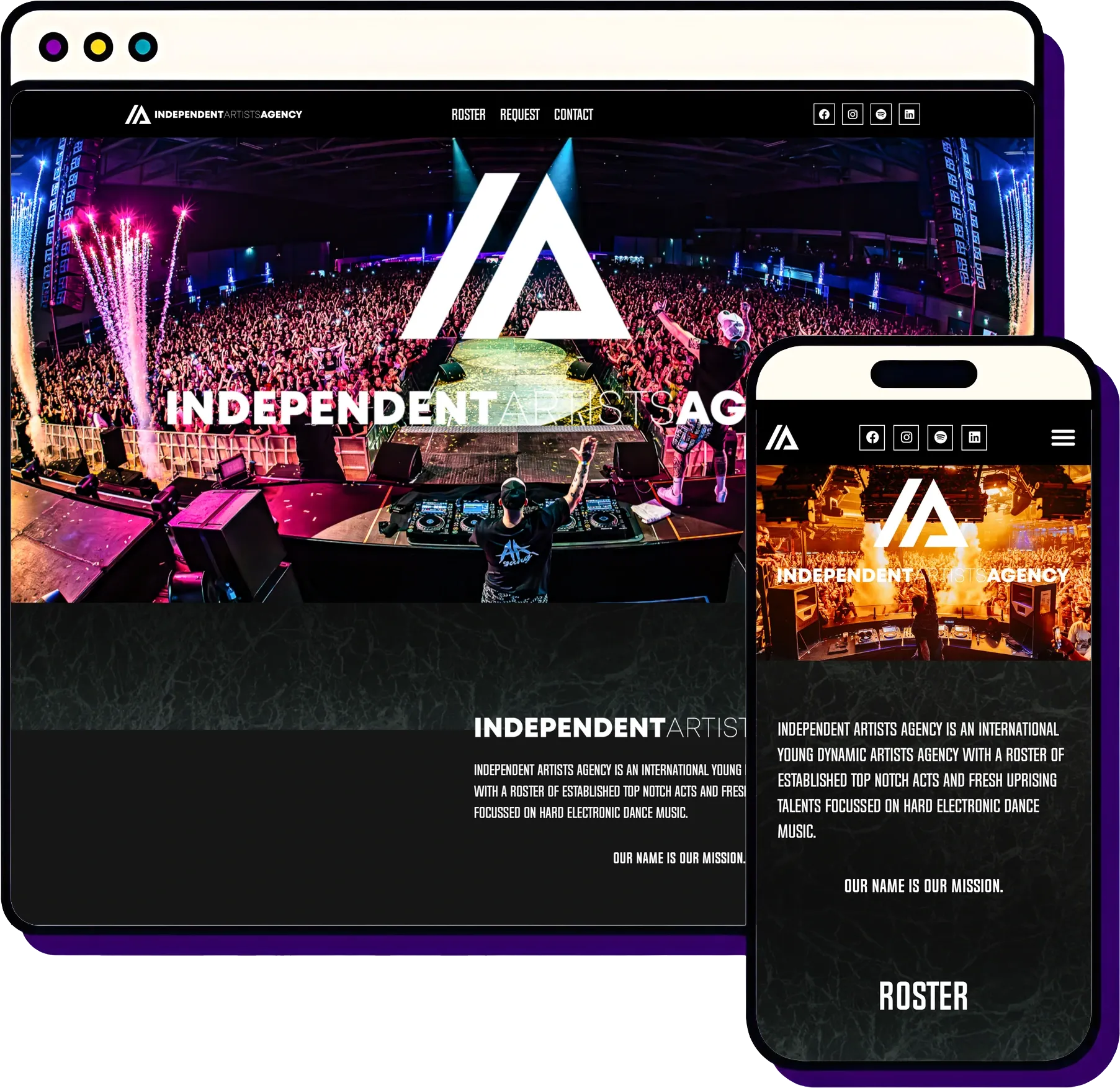 Independent Artists Agency — Visuele WordPress-site voor top-managementbureau