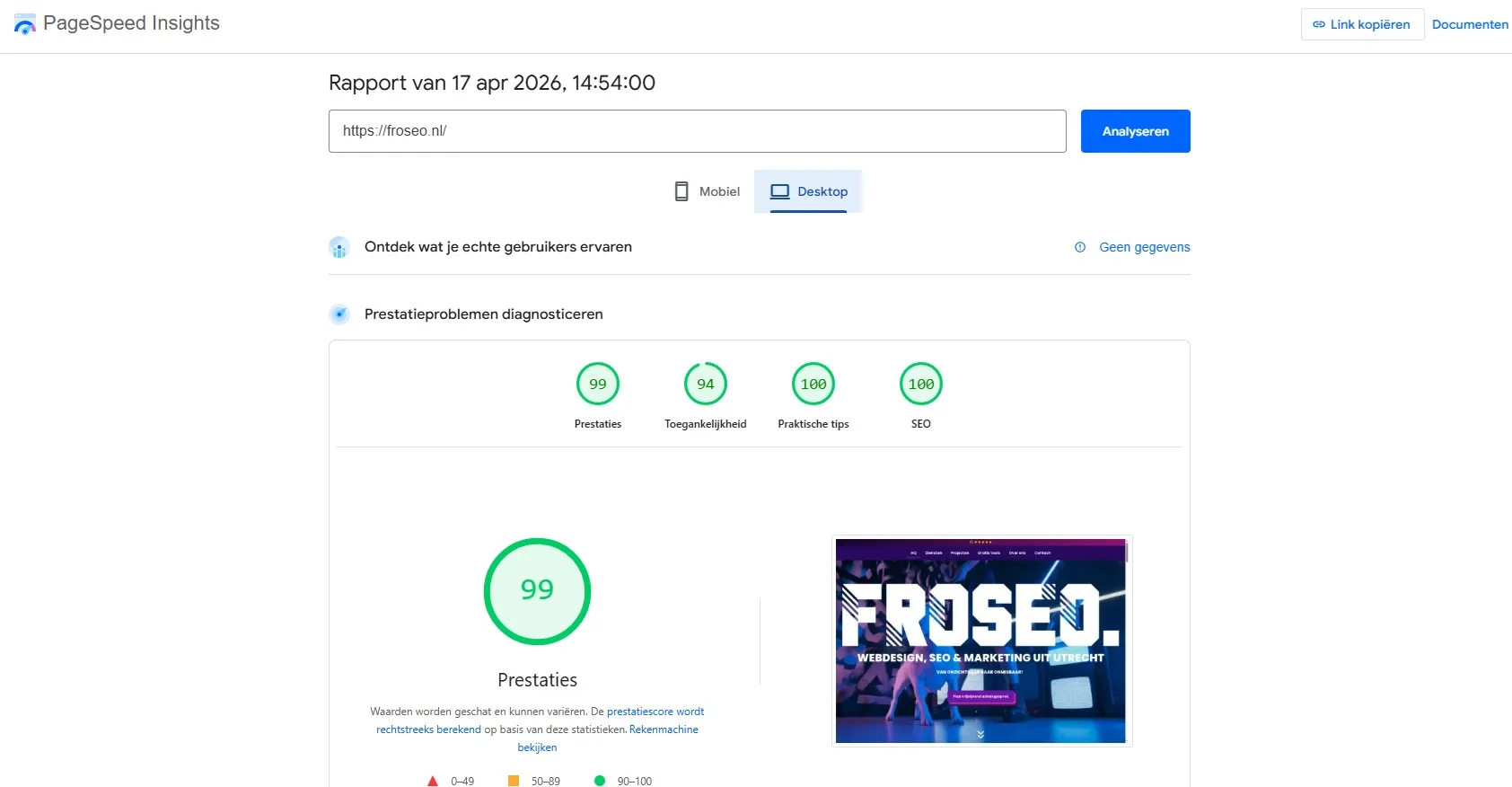 PageSpeed Insights screenshot