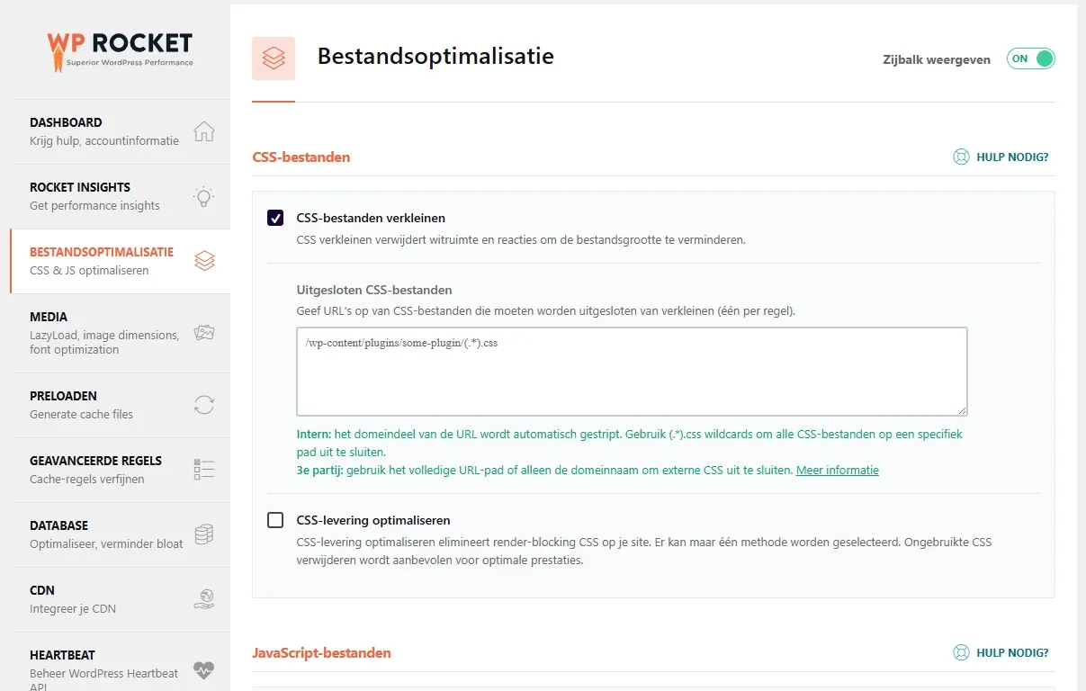 WP Rocket screenshot
